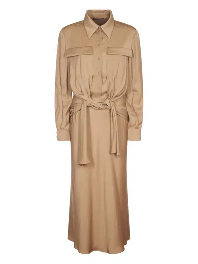Alberta Ferretti Button-down Belted Midi Dress