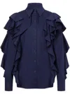 Alberta Ferretti Stretch-cotton Ruffled Detailing