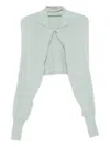 Alberta Ferretti Button-fastening Cropped Cardigan In Blue