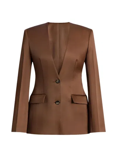 Alberta Ferretti Button Jacket In Brown