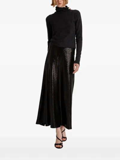 Alberta Ferretti Button-detail Roll-neck Sweater In Black