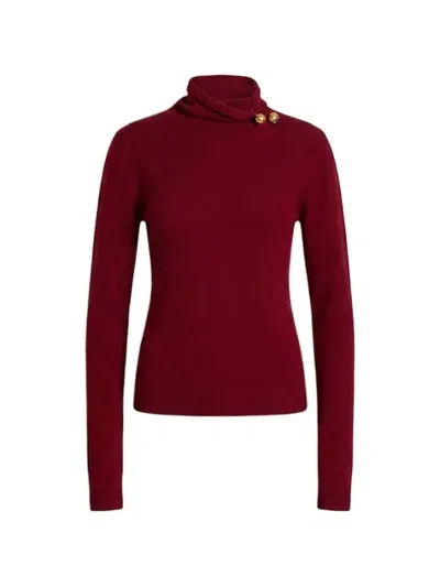 Alberta Ferretti Button-detail Roll-neck Sweater In Red