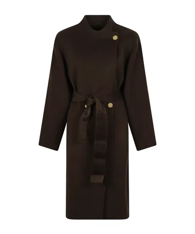 Alberta Ferretti Buttoned Belted Coat In Black