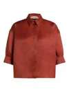 Alberta Ferretti Silk Organza Blouse In Brown