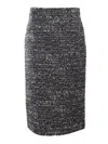 Alberta Ferretti Buttoned Tweed Skirt In Black