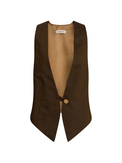 Alberta Ferretti Button-fastening Waistcoat In Brown