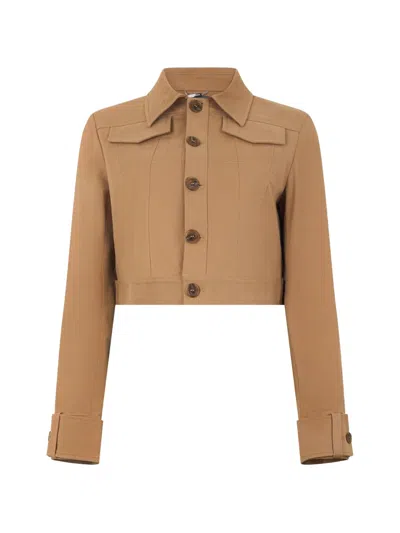 Alberta Ferretti Button-up Jacket In Brown