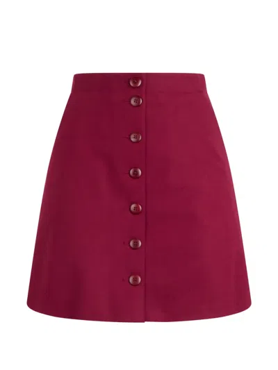Alberta Ferretti Button-up Pleated-panel Skirt In Red