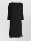 Alberta Ferretti Cady Midi Dress With Lace Trim In Black