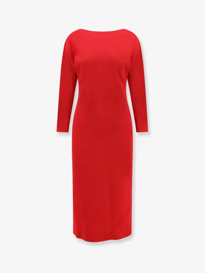 Alberta Ferretti Cady Stretch Enver Satin Dress In Red