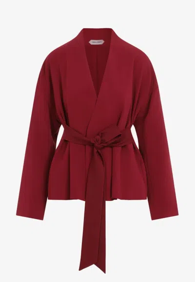 Alberta Ferretti Belted Pleated Jacket In Red