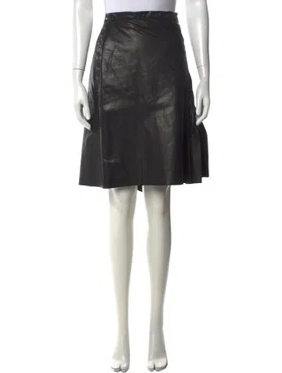 Pre-owned Alberta Ferretti Calfskin Midi Length Skirt In Black