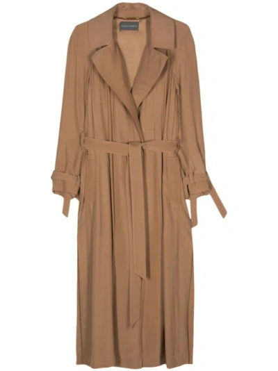 Alberta Ferretti Belted Trench Coat In Brown