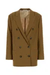Alberta Ferretti Longline Polyester Blazer Featuring Button Accents In Brown