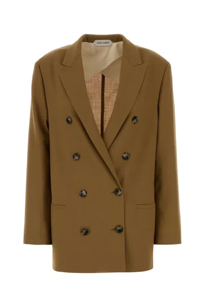 ALBERTA FERRETTI CAMEL STRETCH POLYESTER BLAZER