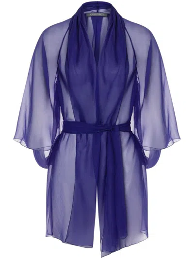 Alberta Ferretti Silk Jacket In Blue