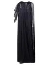 Alberta Ferretti Cape-designed Long Dress In Organic Chiffon In Black