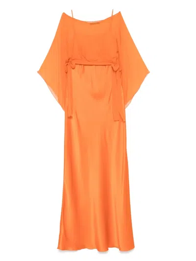Alberta Ferretti Cape-detail Maxi Dress In Orange