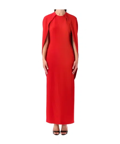 Alberta Ferretti Women Red Long Dress With Hooded Sleeves And Cut Out On The Back In Fabric Woman
