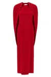 Alberta Ferretti Women Red Long Dress With Hooded Sleeves And Cut Out On The Back In Fabric Woman In Red