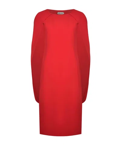 Alberta Ferretti Women Red Long Dress With Hooded Sleeves And Cut Out On The Back In Fabric Woman