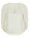 Alberta Ferretti Cape-inspired Stretch Cady Top With Draped Elegance In Neutral