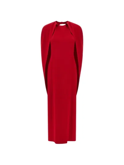 Alberta Ferretti Cape Maxi Dress In Red