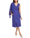 Alberta Ferretti Cape Midi Dress In Blue