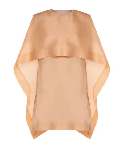 Alberta Ferretti Cape-overlay Shift Dress In Orange