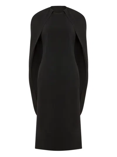 Alberta Ferretti Cape-sleeve Dress In Black