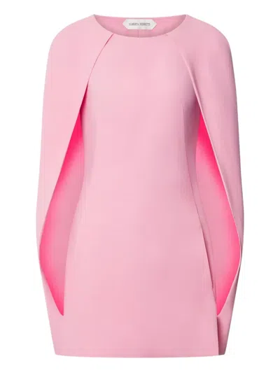 Alberta Ferretti Cape-sleeve Mini Dress In Pink