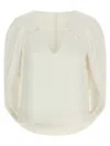 Alberta Ferretti Cape-inspired Stretch Cady Top With Draped Elegance In Neutral