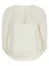 Alberta Ferretti Cape-inspired Stretch Cady Top With Draped Elegance In Neutral