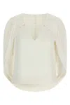 Alberta Ferretti Cape-inspired Stretch Cady Top With Draped Elegance In White