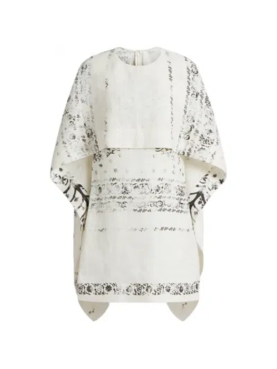 Alberta Ferretti Cape-detail Printed Mini Dress In Neutral