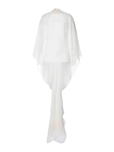 Alberta Ferretti Cape-style Chiffon Shirt In White