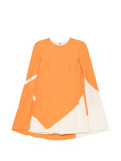 Alberta Ferretti Cape-style Graphic-print Mini Dress In Orange