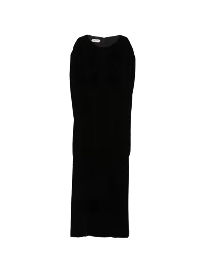 Alberta Ferretti Cape-style Velvet Maxi Dress In Black