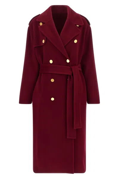 Alberta Ferretti Cappotto Lungo Lana In Red