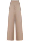 Alberta Ferretti Cappuccino Stretch Cotton Wide-leg Pant