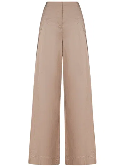Alberta Ferretti Cappuccino Stretch Cotton Wide-leg Pant