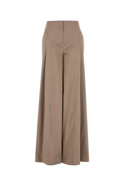Alberta Ferretti Cappuccino Stretch Cotton Wide-leg Pant In Beige O Tan