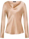 Alberta Ferretti Satin-finish Blouse In Brown