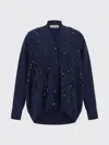 Alberta Ferretti Oversized Embellished Cardigan In Blue