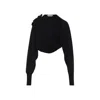 Alberta Ferretti Open Front Black Wool And Silk Cardigan In Black