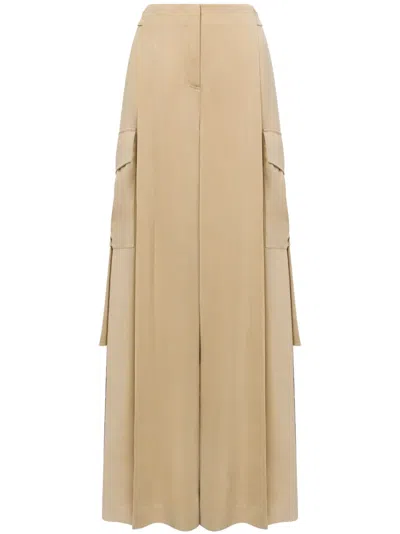 Alberta Ferretti Cargo-pockets Palazzo Pants In Neutrals