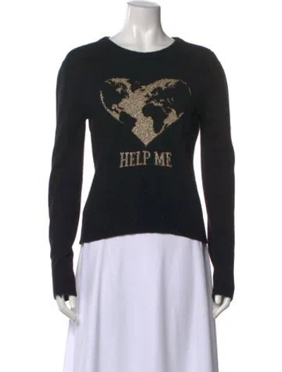 Pre-owned Alberta Ferretti Cashmere Graphic Print Sweater In Black