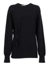 Alberta Ferretti Cashmere Knit Sweater With Twist Detail And Decorative Buttons In Black