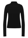 Alberta Ferretti Mock Neck Long Sleeve Knitwear With Buttons In Black