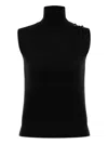Alberta Ferretti Cashmere Top With A Funnel Neck In Black